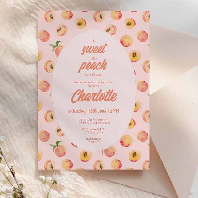 Invitation Une douce petite pêche Pastel Baby shower Invitati (Créateur téléchargé)