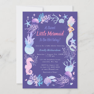 Invitation Une Douce Petite Sirène Fille Violette Baby Shower