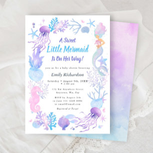 Invitation Une Douce Petite Sirène Pastel Fille Baby Shower
