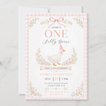 Une drôle d'oie rose florale 1er anniversaire 
