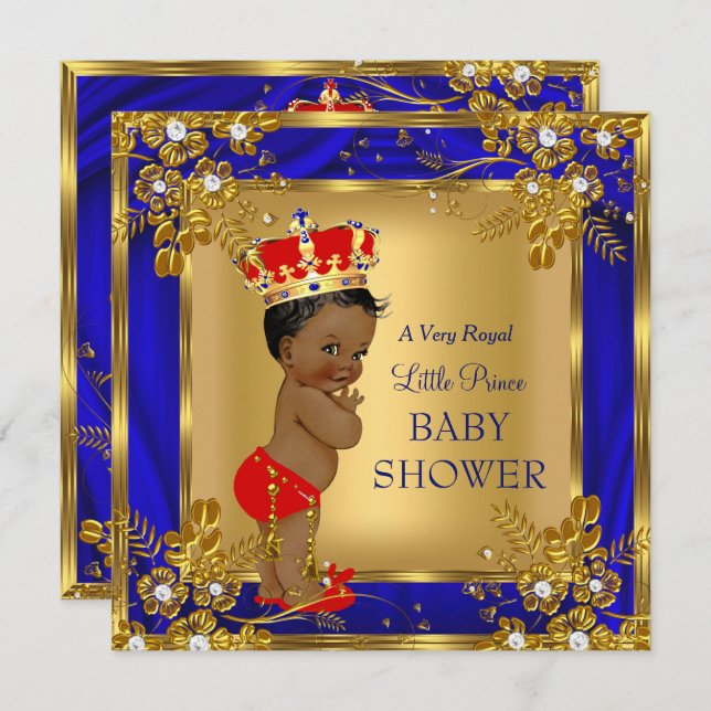 Invitation Une ethnie très royale du Baby shower Prince (Devant / Derrière)