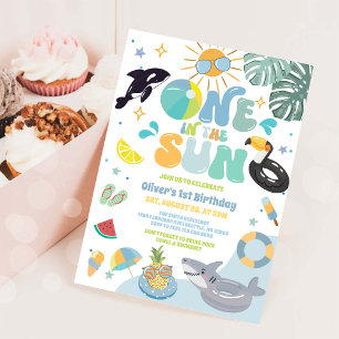 Invitation Une fête au bord de la piscine pour le 1er anniver