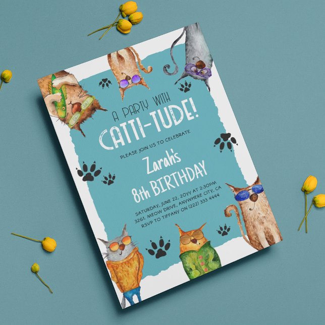 Invitation Une fête avec Catti-Tude ! Anniversaire de enfant  (Créateur téléchargé)