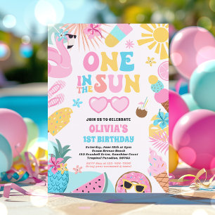 Invitation Une fête d'anniversaire 1ère année sur la plage tr