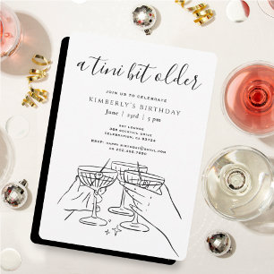 Invitation Une fête d'anniversaire au martini chic blanc un p