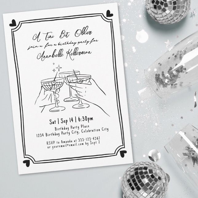 Invitation Une fête d'anniversaire au Martini un tout petit p (A Tini Bit Older Martini Birthday Party Invitation)