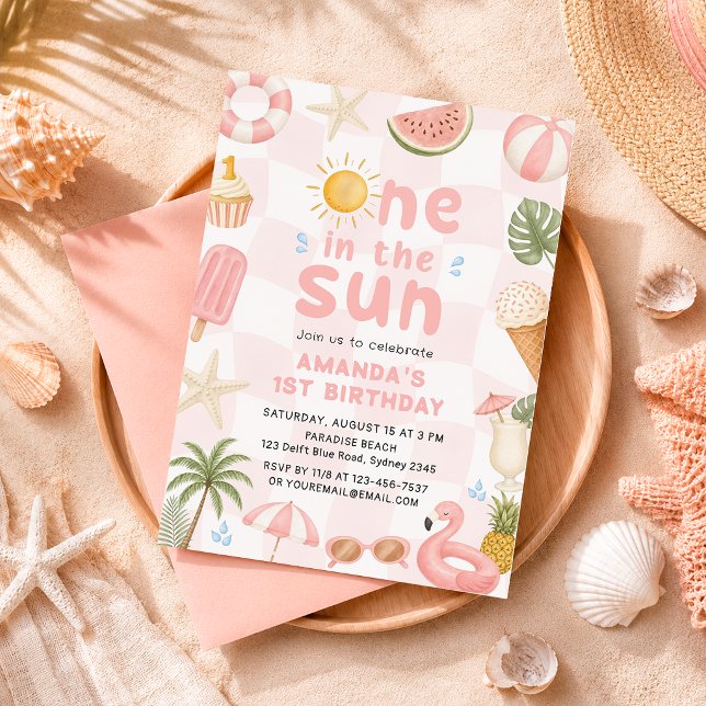 Invitation Une fête d'anniversaire au soleil sur la plage d'é (Créateur téléchargé)