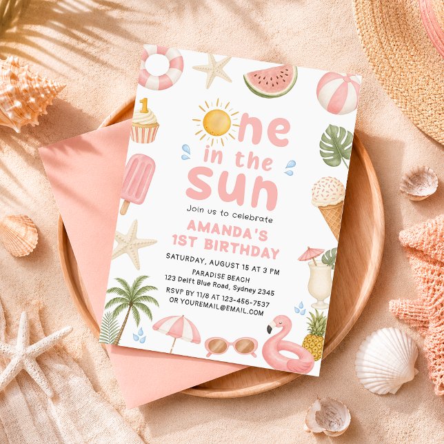 Invitation Une fête d'anniversaire au soleil sur la plage d'é (Créateur téléchargé)