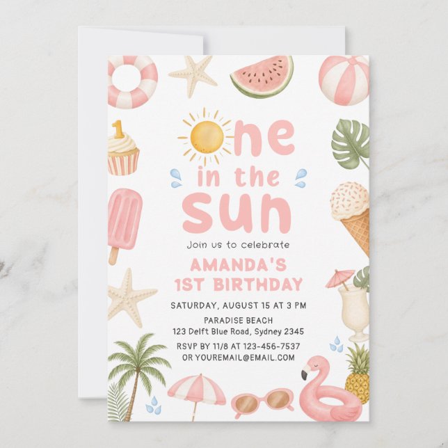 Invitation Une fête d'anniversaire au soleil sur la plage d'é (Devant)