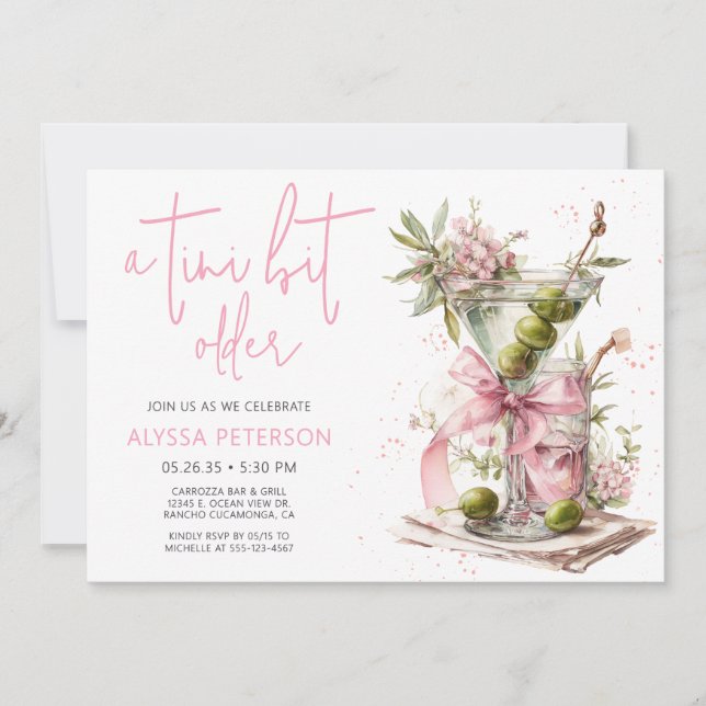 Invitation Une fête d'anniversaire avec écriture rose Un peu  (Devant)