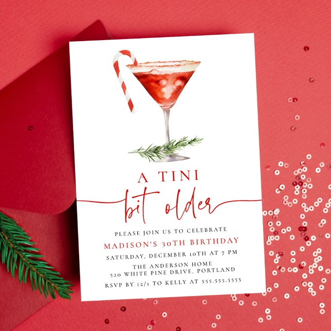 Invitation Une Fête d'Anniversaire Candy Cane Martini Un Peu  (Créateur téléchargé)