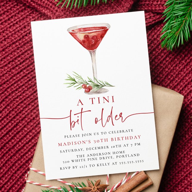 Invitation Une fête d'anniversaire Cranberry Martini Un peu p (Créateur téléchargé)