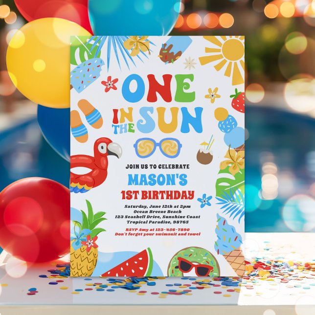 Invitation Une fête d'anniversaire de 1ère année sur la plage (Créateur téléchargé)