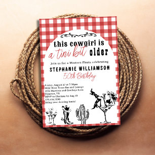 Invitation Une fête d'anniversaire de cowgirl western un peu