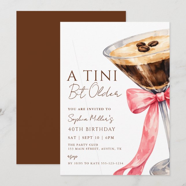 Invitation Une fête d'anniversaire Espresso Martini un peu pl (Devant / Derrière)