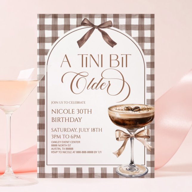Invitation Une fête d'anniversaire Expresso Martini Un Peu Pl (Créateur téléchargé)