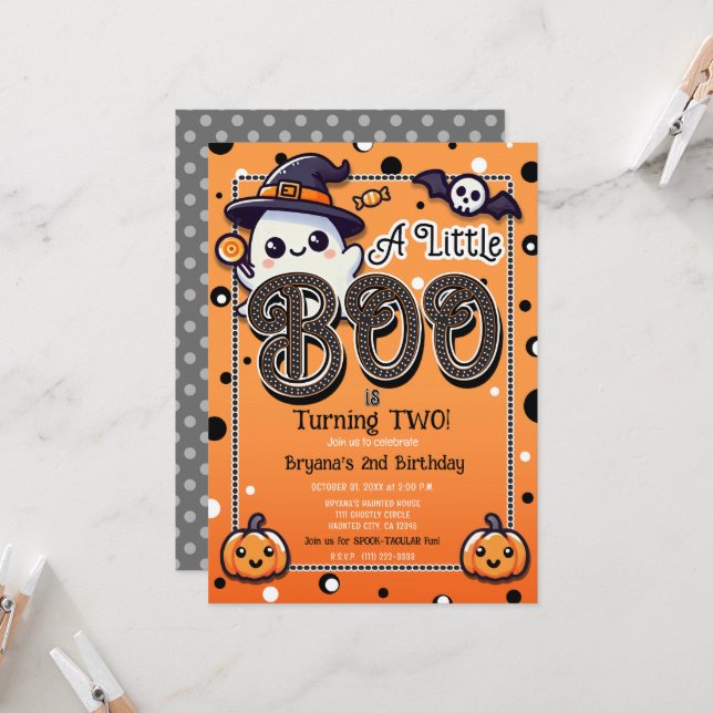 Invitation Une fête d'anniversaire Halloween avec un peu de p (Devant/Arrière en situation)