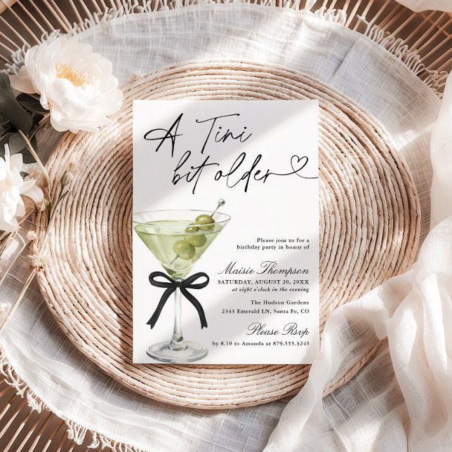 Invitation Une fête d'anniversaire Martini Olive Un Peu Plus  (Créateur téléchargé)