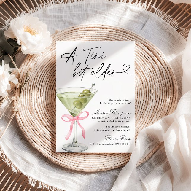 Invitation Une fête d'anniversaire Martini Olive Un peu plus  (Créateur téléchargé)