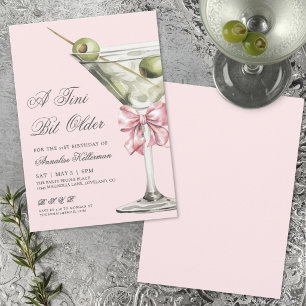 Invitation Une fête d'anniversaire Martini Rose Tini Un peu p