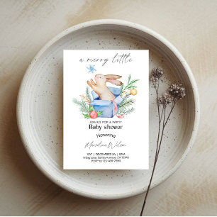 Invitation Une fête de baby shower joyeuse avec un petit lapi