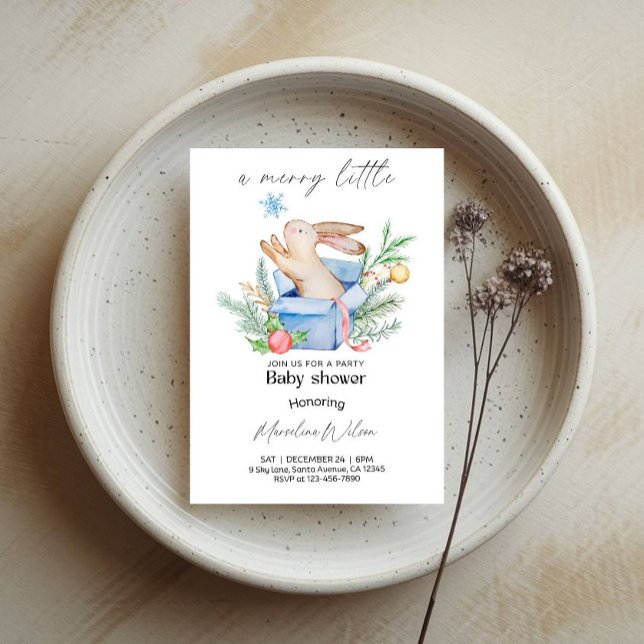 Invitation Une fête de baby shower joyeuse avec un petit lapi (Créateur téléchargé)