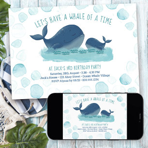 Invitation Une fête de baleine garçons anniversaire