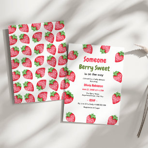 Invitation Une Fête de Bébé à la Fraise Très Sucrée