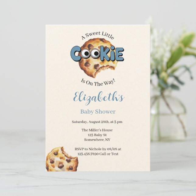 Invitation Une Fête de Bébé Garçon pour un Petit Cookie Sucré (Debout devant)