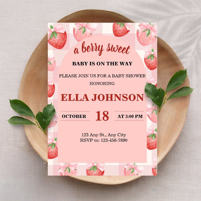 Invitation Une Fête de Bébé Sucrée aux Fruits Rouges (Créateur téléchargé)
