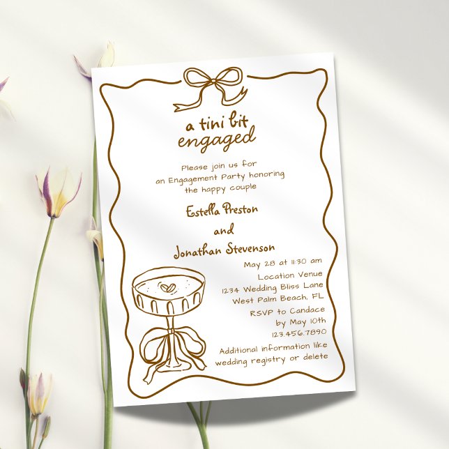 Invitation Une fête de fiançailles au Martini dessiné à la ma (Créateur téléchargé)