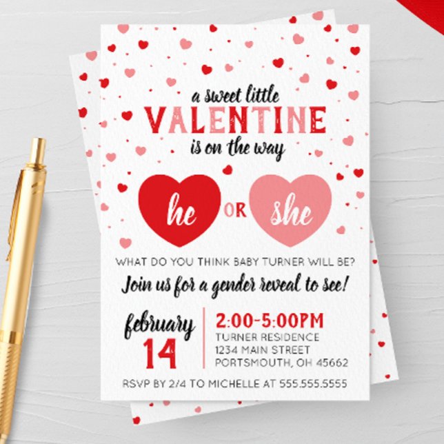 Invitation Une fête de la Saint Valentin pour la révélation d (Créateur téléchargé)