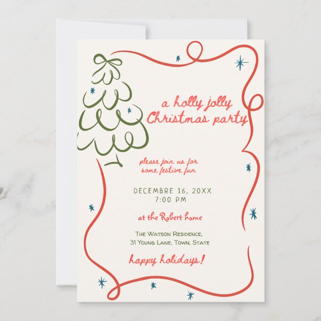 Invitation Une fête de Noël fantaisiste et joyeuse (Devant)