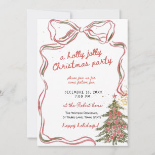 Invitation Une fête de Noël joyeuse et dessinée à la main