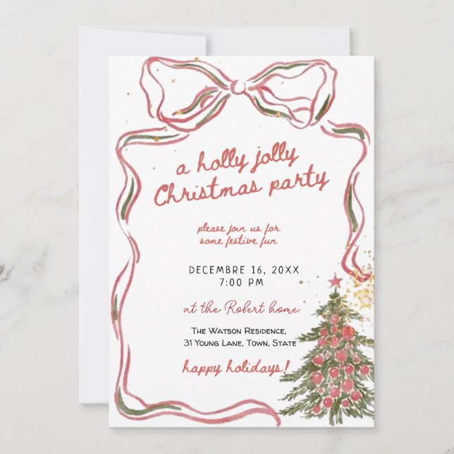 Invitation Une fête de Noël joyeuse et dessinée à la main  (Devant)