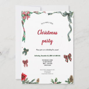INVITATION UNE FÊTE DE NOËL VERTE ET ROUGE TRÈS ÉLÉGANTE