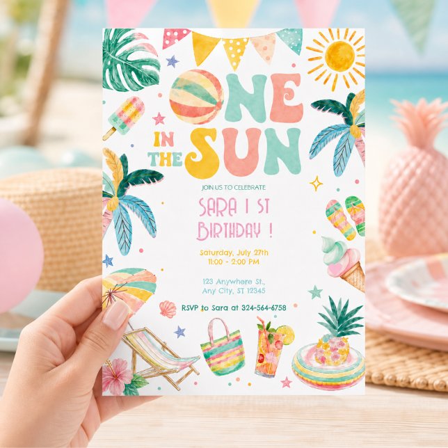 Invitation Une fête de plage pour le 1er anniversaire de One  (Créateur téléchargé)