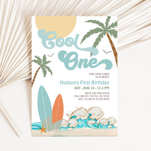Invitation UNE Fête de plage pour un garçon de surf cool pour