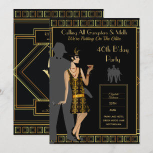 Invitation Une fête des Années folles, Gangster Flapper Déco