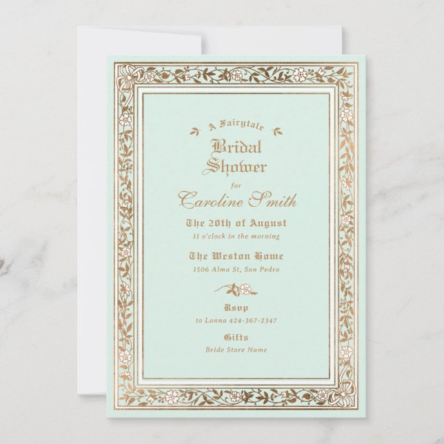 Invitation Une Fête des mariées de menthe pastel (Devant)