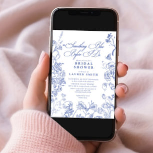 Invitation Une Fête des mariées Florale Victorienne Bleue