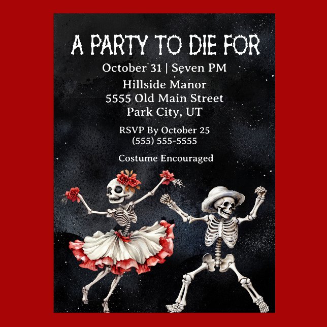 Invitation Une fête d'Halloween à mourir (A Party To Die For Halloween Party Invitation For Adults.  )