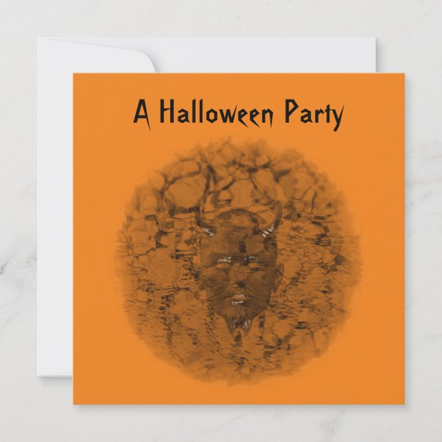 Invitation "Une fête d'Halloween" - Phantom Devil Dark Sepia (Devant)