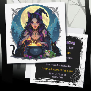 Invitation Une fête d'Halloween se prépare ! Thème sorcière