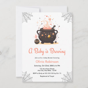 Invitation Une Fête Prénatale Orange A Baby is Brewing Hallow