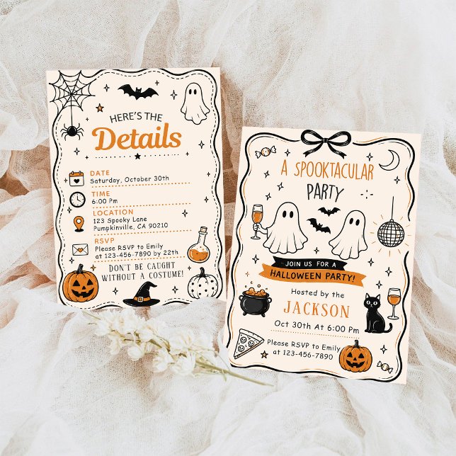Invitation Une fête Spooktacular Halloween Ghost (Créateur téléchargé)