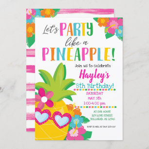 Invitation Une fête tropicale comme un ananas Luau