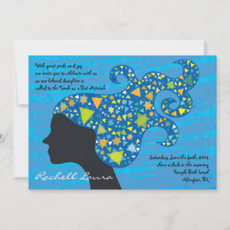 Invitation Une fille avec des étoiles dans ses cheveux Bat mi