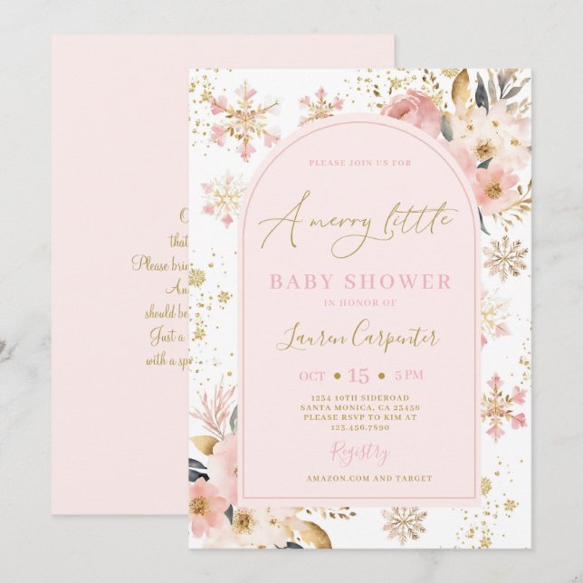 Invitation Une Fille de Bébé de Fête de Naissance Joyeuse (Devant / Derrière)