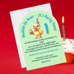 Invitation Une fille de photo Lucky Duck Anniversaire de enfa